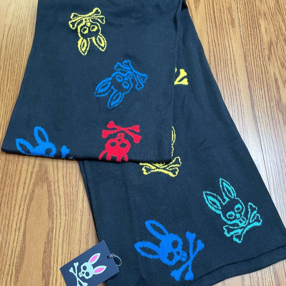 NWT $85 PSYCHO BUNNY MEN'S LACOMB SCARF 100% COTTON 12" x 82"